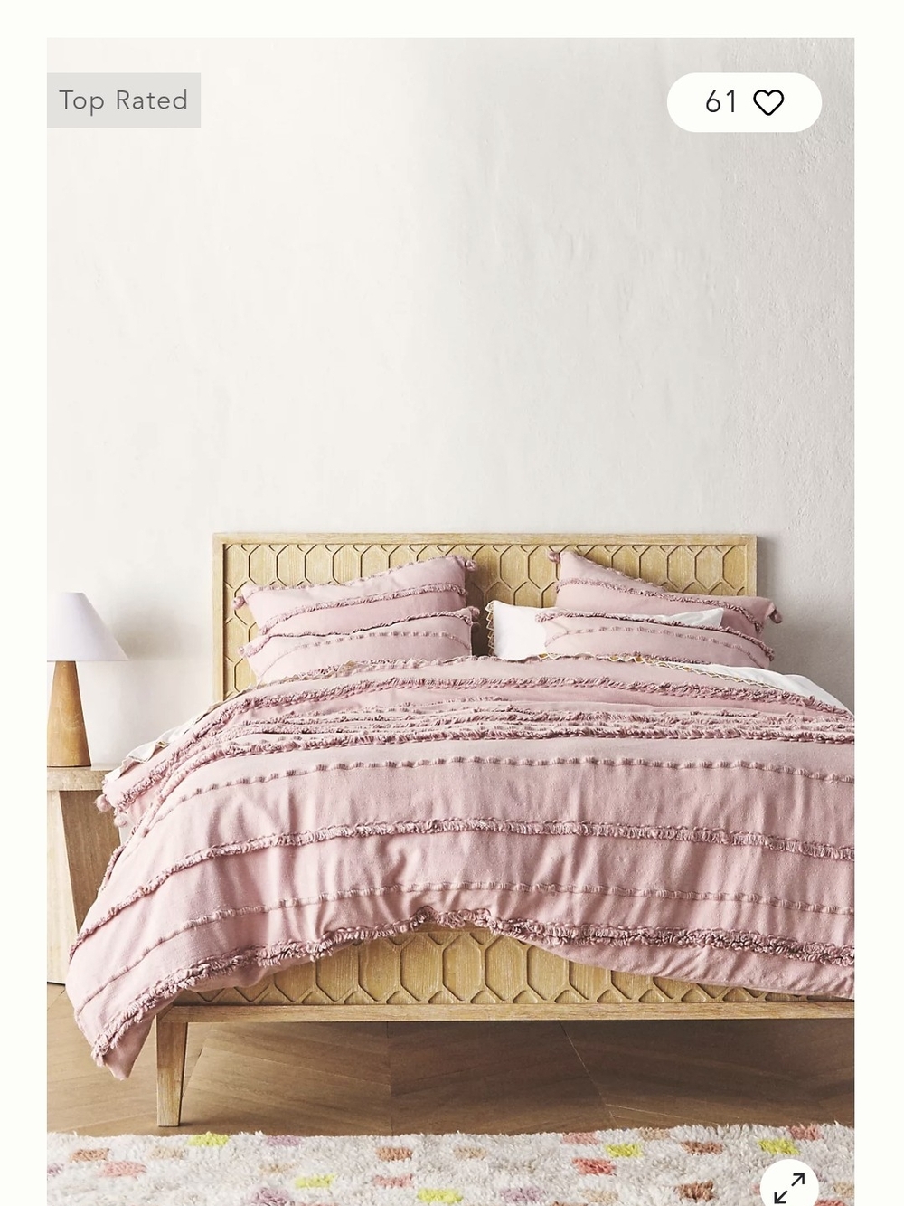 Anthropologie Dusty Pink Ruffled Duvet Cover